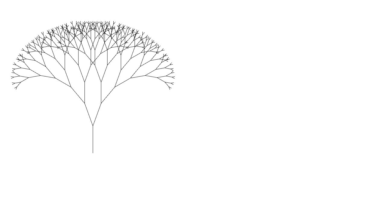 Fractal tree drawn by an HTML5-JS experiment